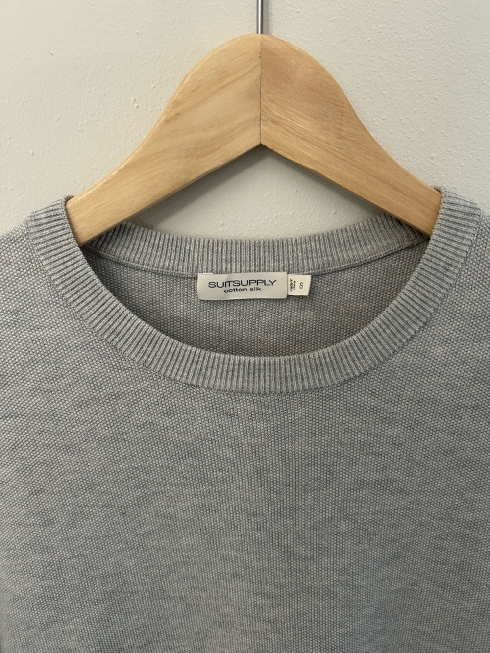 Suitsupply Gray Cotton-Silk Crewneck Sweater